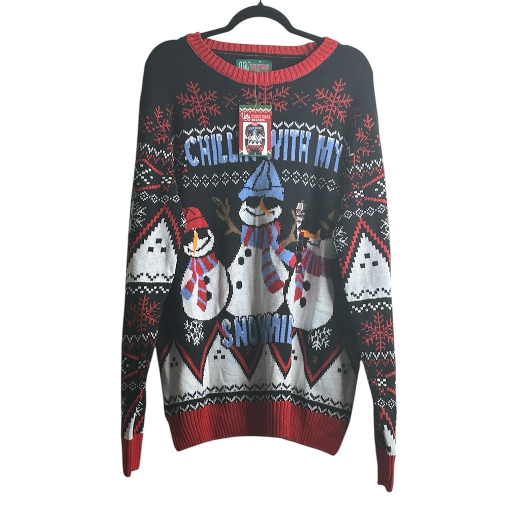 NWT Ugly Christmas Sweater Chillin With My Snowmies Sweater Size XL